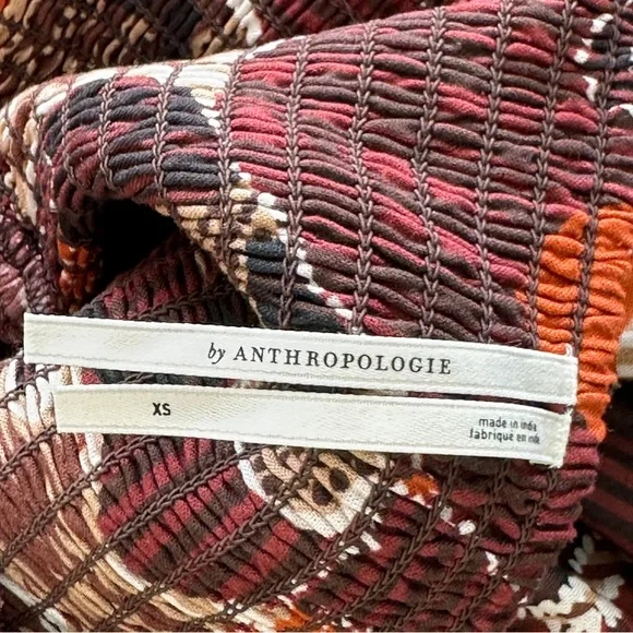 By Anthropologie Square-Neck Smocked cut out Multicolor Jumpsuit XS - Picture 4 of 14